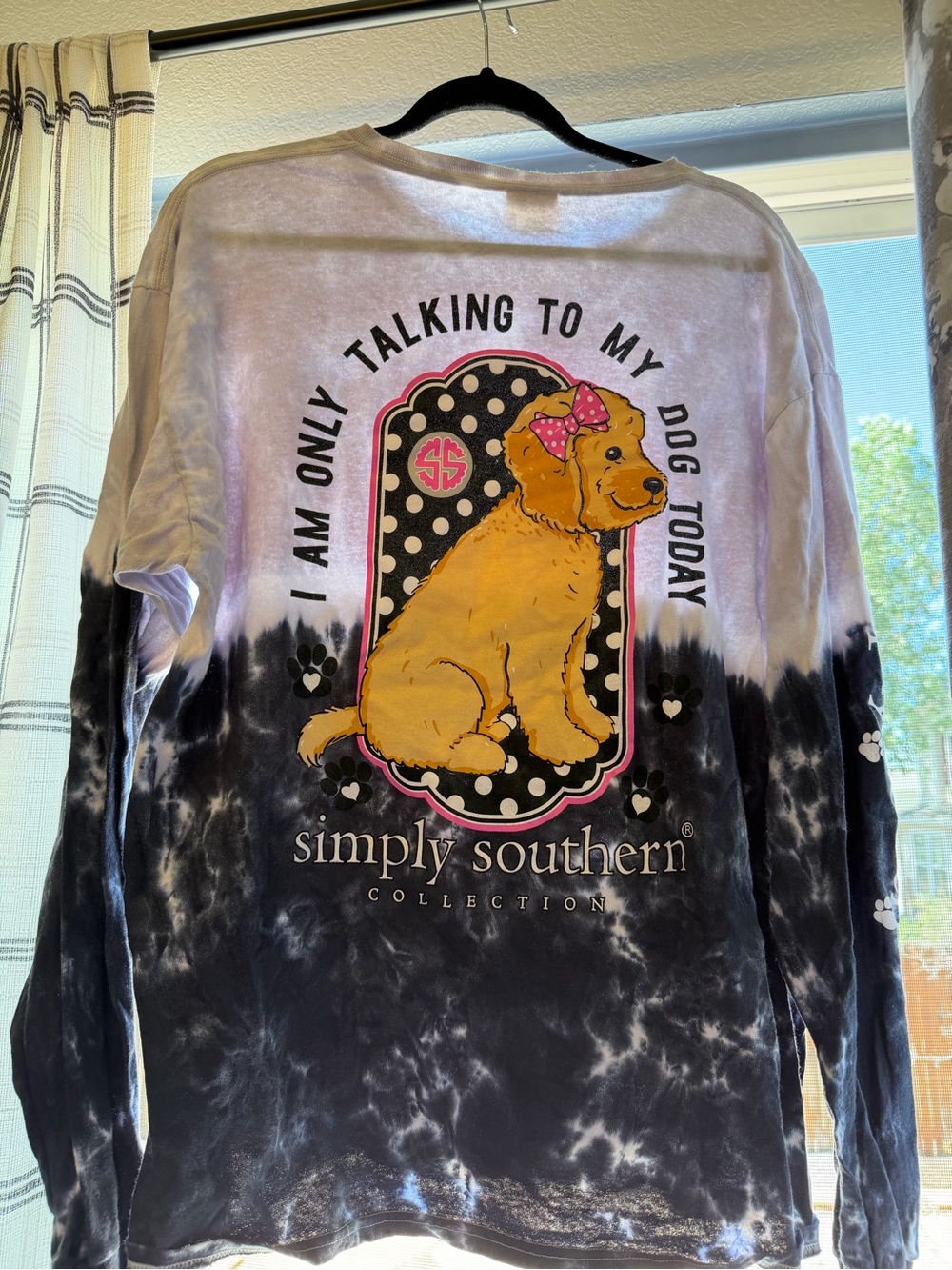 Simply Southern Lavender and Black Ombre Tie-Dye Long Sleeve Dog Lover Tee